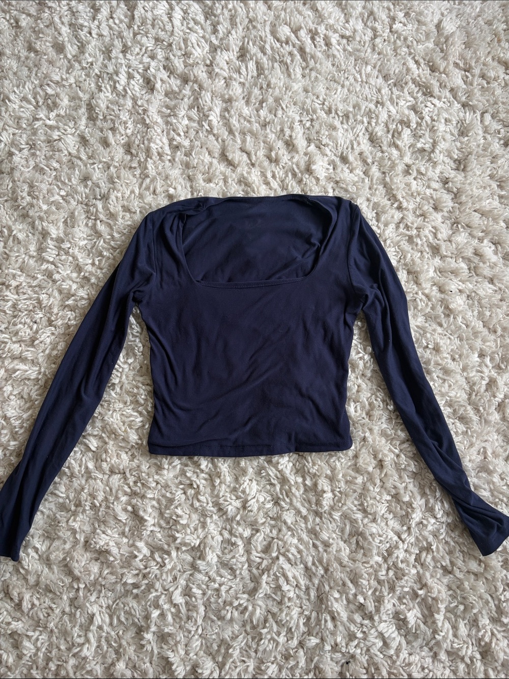 Marshalls Navy Square-Neck Long Sleeve Top